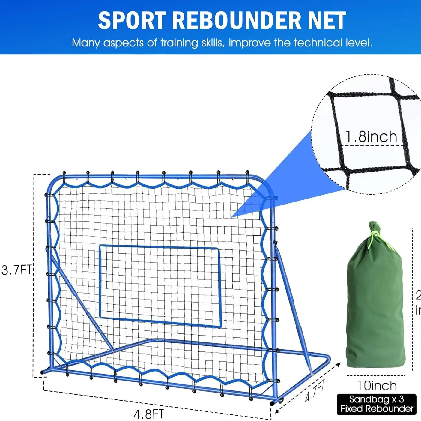 Winthai Soccer Rebounder Net, Quick-Switch Angle Soccer Training for Control, Passing Practice, Easy Setup Rebounder Gifts Aids & Equipment for Kids,Teens & Adults Soccer Accessories Summerwins