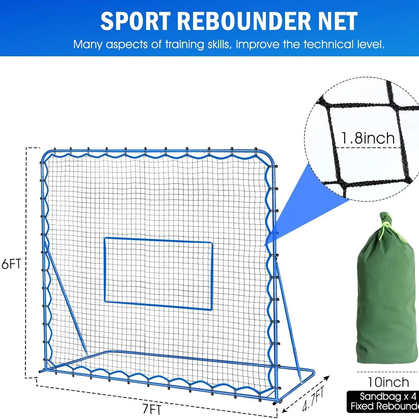 Winthai Soccer Rebounder Net, Quick-Switch Angle Soccer Training for Control, Passing Practice, Easy Setup Rebounder Gifts Aids & Equipment for Kids,Teens & Adults Soccer Accessories Summerwins
