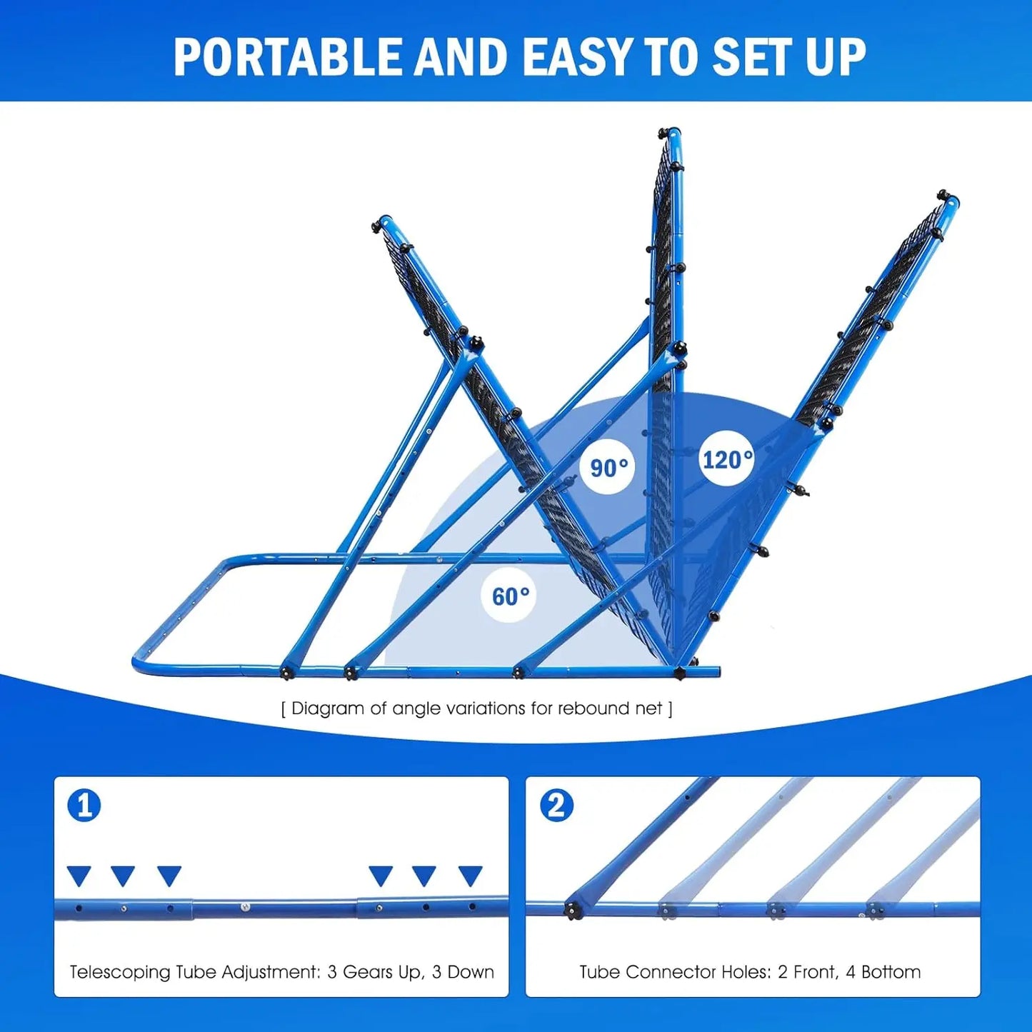 Winthai Soccer Rebounder Net, Quick-Switch Angle Soccer Training for Control, Passing Practice, Easy Setup Rebounder Gifts Aids & Equipment for Kids,Teens & Adults Soccer Accessories Summerwins
