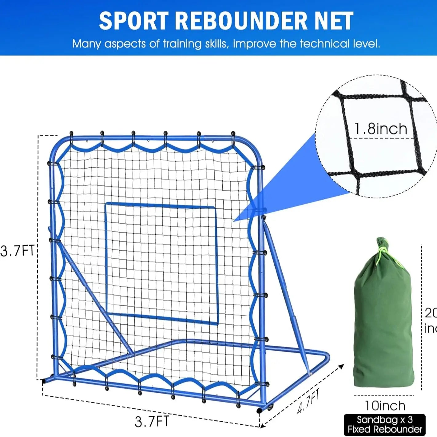 Winthai Soccer Rebounder Net, Quick-Switch Angle Soccer Training for Control, Passing Practice, Easy Setup Rebounder Gifts Aids & Equipment for Kids,Teens & Adults Soccer Accessories Summerwins